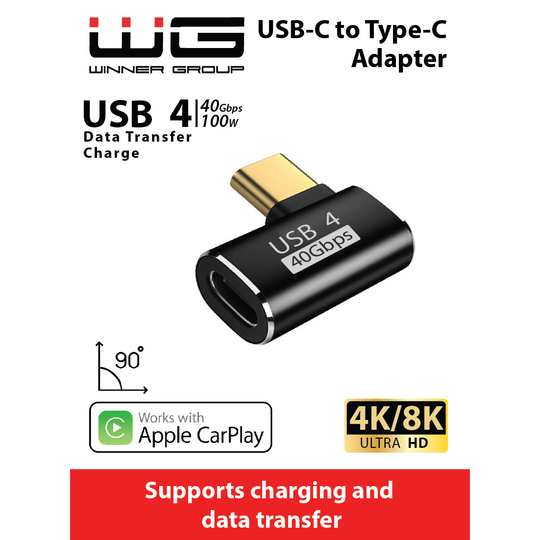 Adaptér WG USB-C na USB-C, čierna