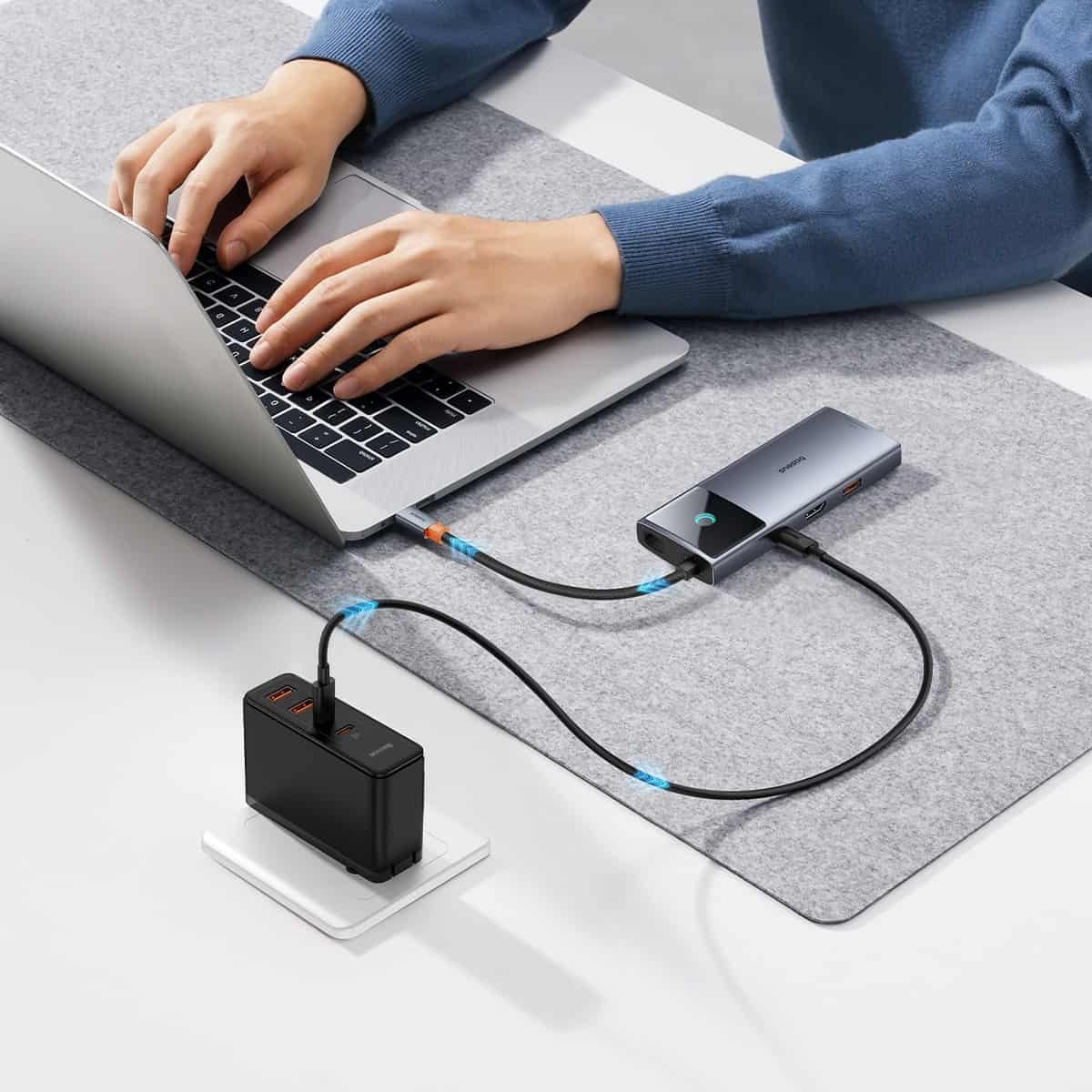 Baseus USB-C dokovacia stanica, 6v1, sivá