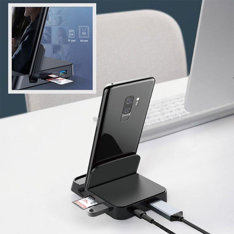 Baseus USB-C stolná dokovacia stanica, multifunkčná, sivá