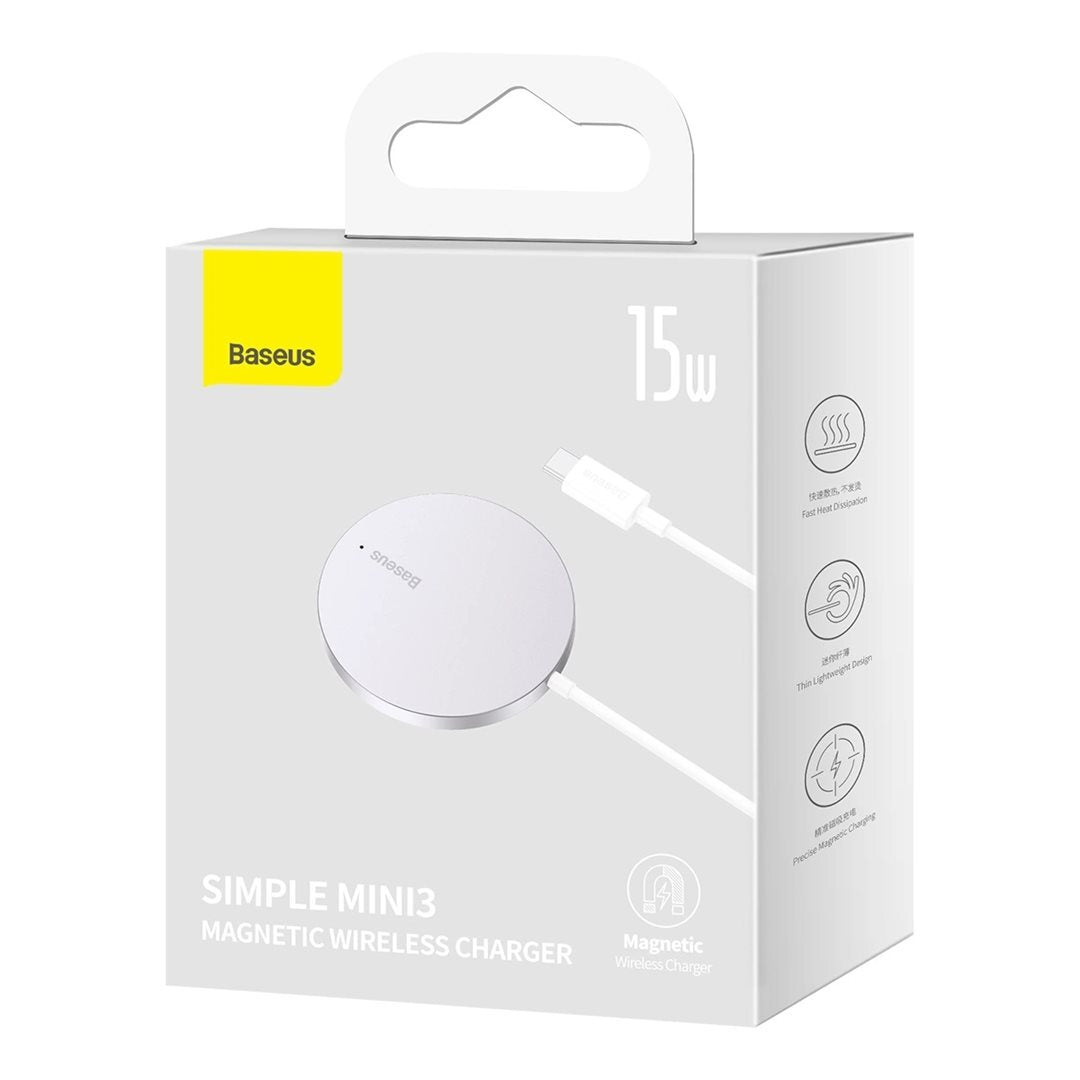 Bezdrôtová nabíjačka Baseus Simple Mini3, 15W, USB-C, biela