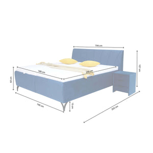 Čalúnená posteľ Franz 180x200, modrá, vrátane matraca