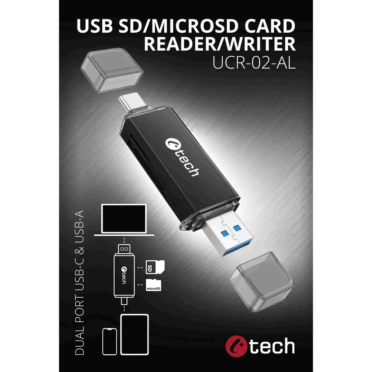 Čítačka kariet C-tech UCR-02-AL, TYPE A/ TYPE C, SD/micro SD