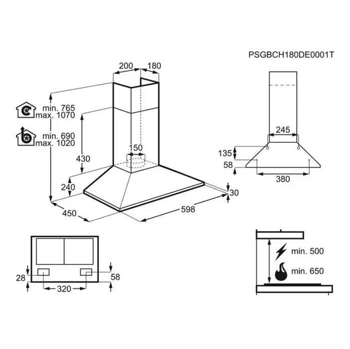 Digestor komínový Electrolux EFC226V