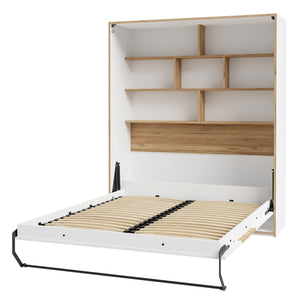 Drevená posteľ Martina 160x200, vr.roštu, vyklápacie, biela, dub