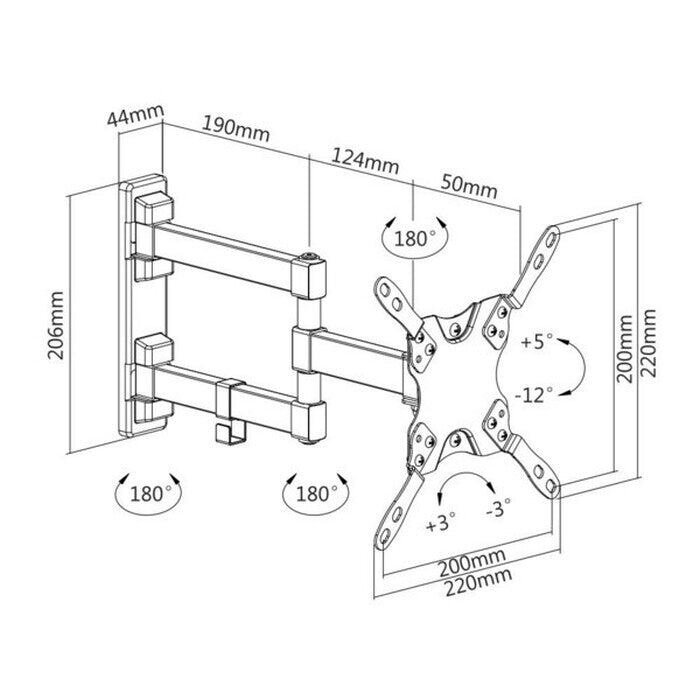 Držiak AQ Vision OKDR22R, 13&quot;-42&quot;, 20kg, kĺbový VYBALENÉ