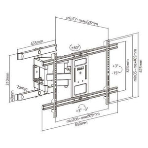 Držiak TV AQ Vision OKDR84R, 43"-90", 60kg, výsuvný VYBALENÉ