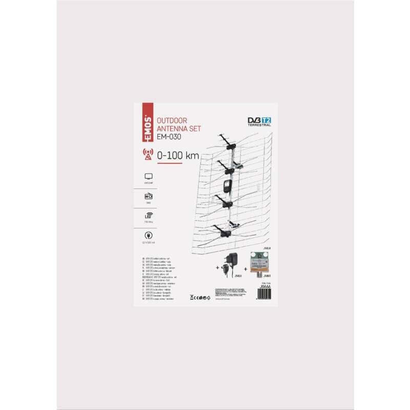 EMOS EM-030 TV anténa 0-100 km aktívna vonkajšia POŠKODENÝ OBAL