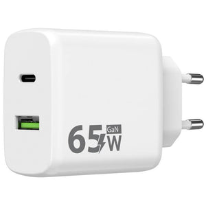 GaN nabíjačka WG USB-C PD65W + USB-A QC18W + kábel USB-C, biela