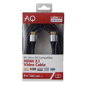 HDMI kábel AQ, 2.1, 3m, 8K, opletený POŠKODENÝ OBAL