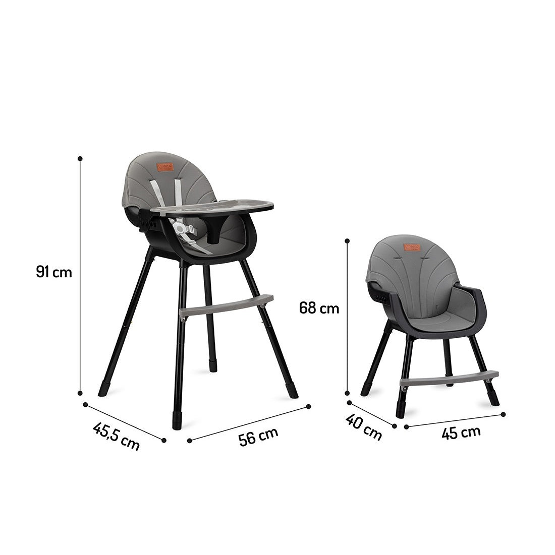 Jedálenská stolička MoMi Flovi, opierka nôh, nosnosť 15kg,čierna