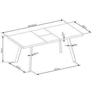 Jedálenský stôl Bianca rozkl. 160-220x76x90 cm (mramor, čierna) POŠKODENÝ OBAL