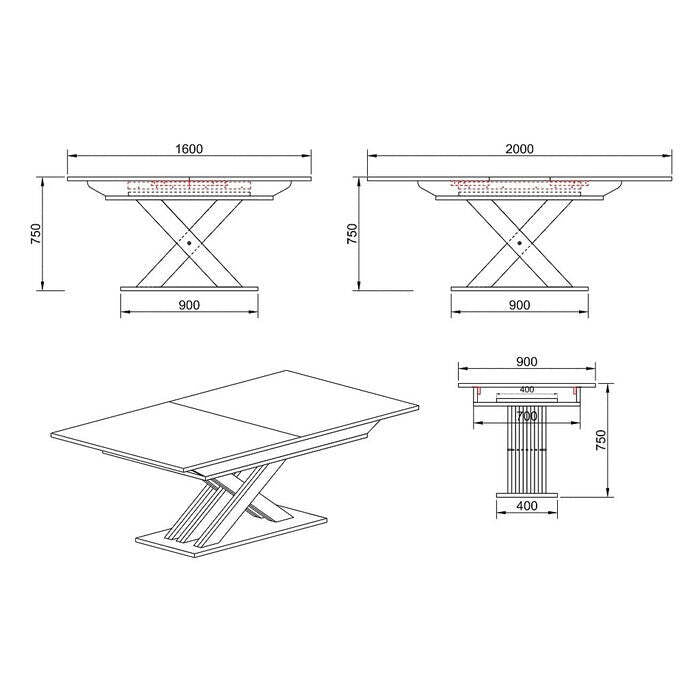 Jedálenský stôl rozkladací Ettore 160-200x75x90 cm (dub sonoma) - II. akosť