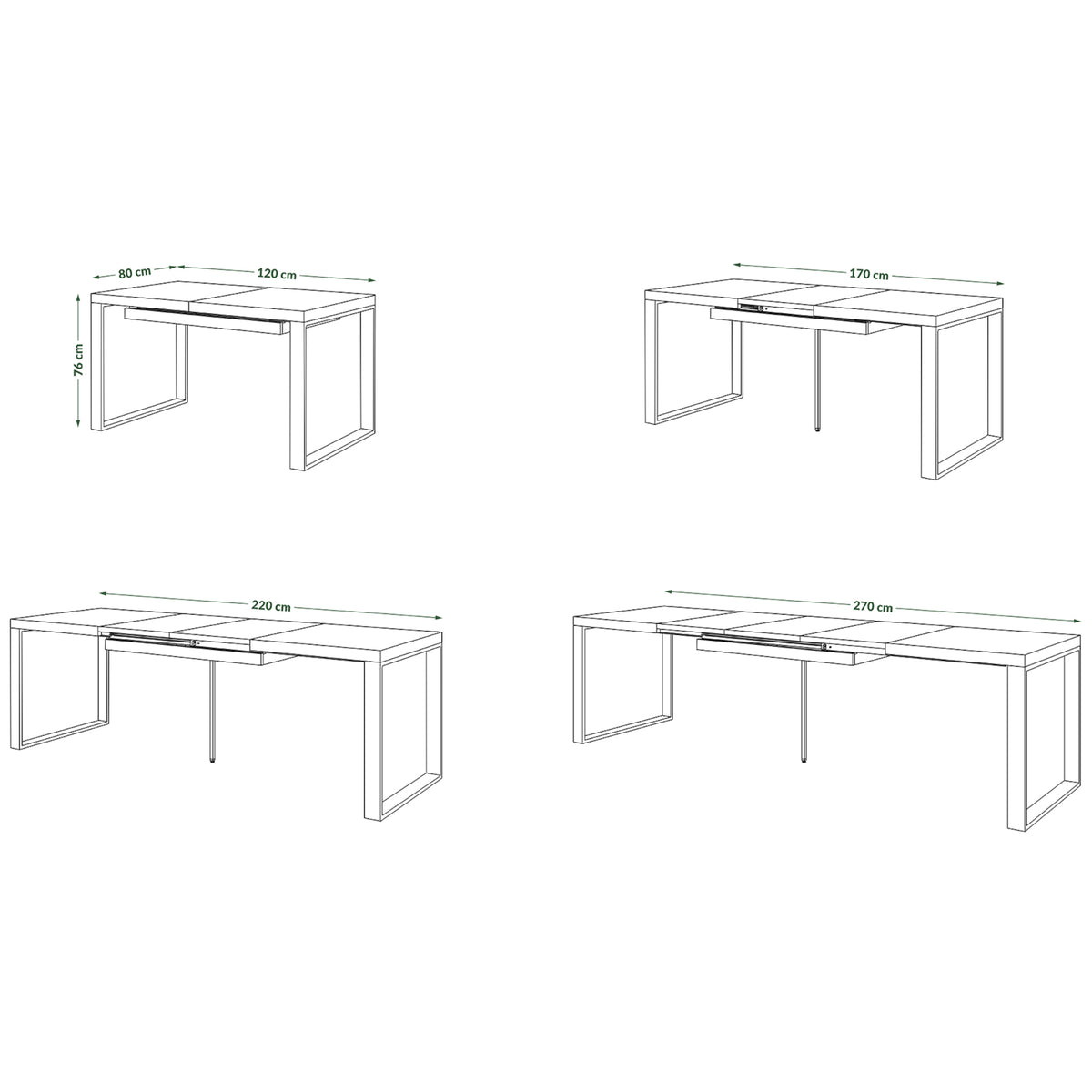 Jedálenský stôl rozkladacia Asali 120-270x76x80 cm (dub artisan)