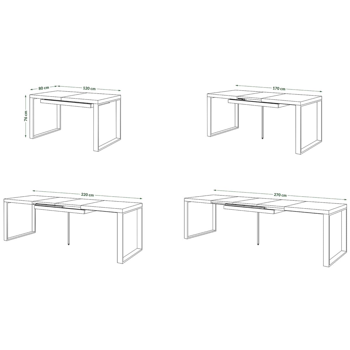 Jedálenský stôl rozkladacia Asali 120-270x76x80 cm (dub hnedý)