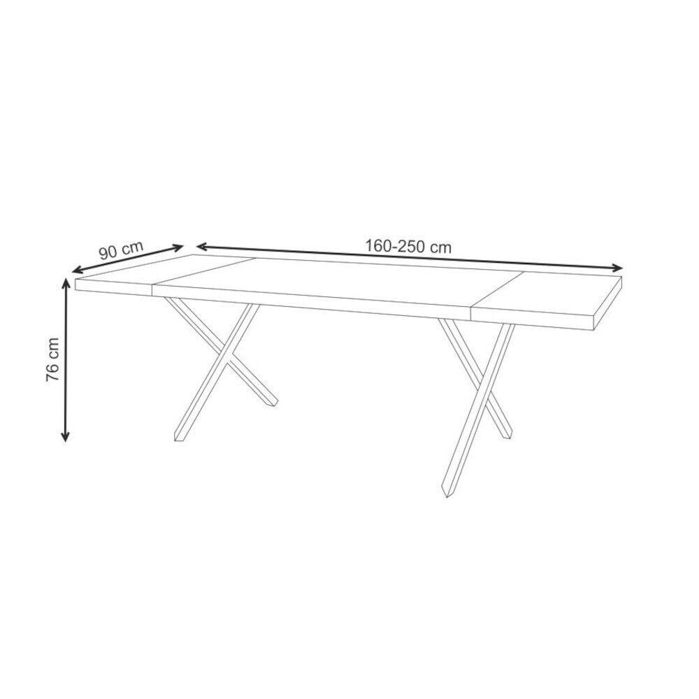 Jedálenský stôl Xesi rozkladací 160-250x76x90 cm (dub, čierna)