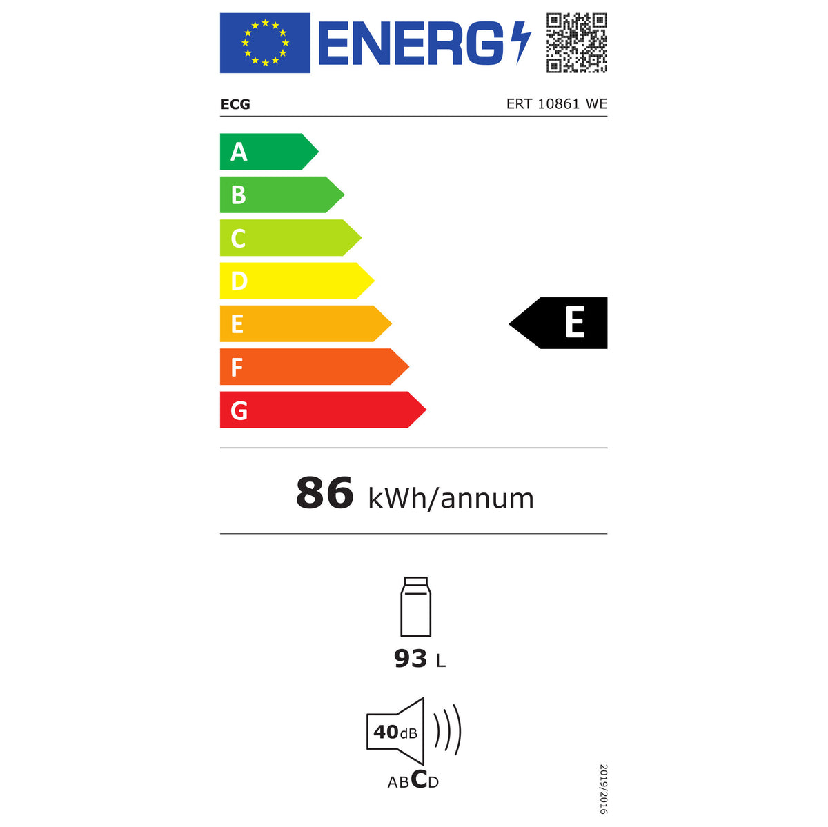 Jednodverová chladnička ECG ERT 10861 WE