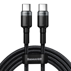 Kábel Baseus Cafule USB-C na USB-C, 2m, PD 100W, šedo-čierna