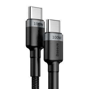 Kábel Baseus Cafule USB-C na USB-C, 2m, PD 100W, šedo-čierna