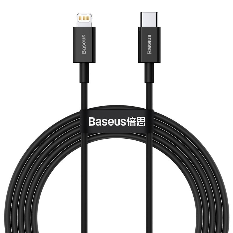 Kábel Baseus Superior USB-C na Lightning, 2m, 20W, čierna