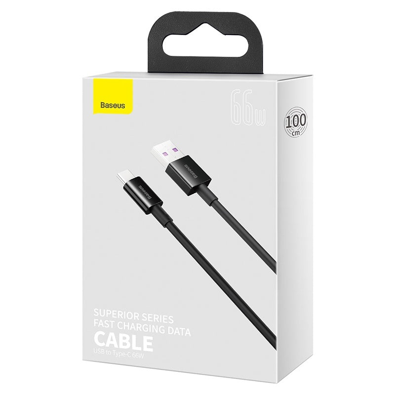 Kábel Baseus Superior USB na USB-C, 1m, 66W, čierna