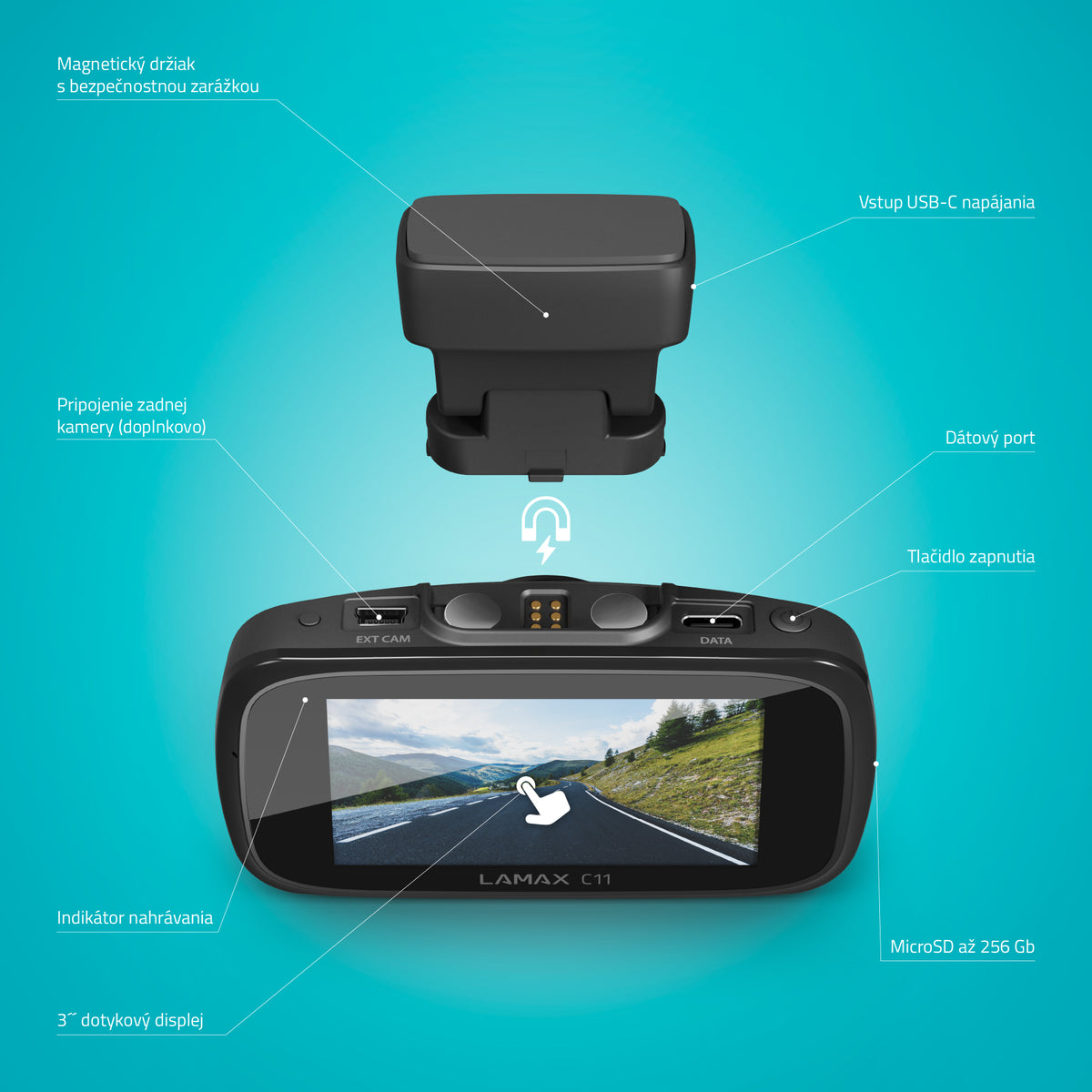 Kamera do auta Lamax C11 GPS 4K, WiFi, parkovací režim