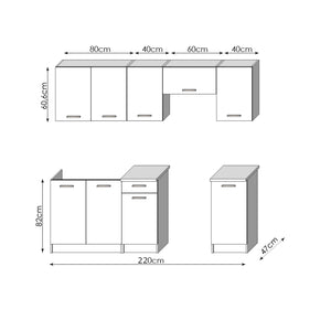 Kuchyňa Ecolade 220 cm (dub craft, biela)