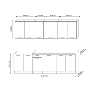 Kuchyňa Ecolade 260 cm (dub artisan, biela)