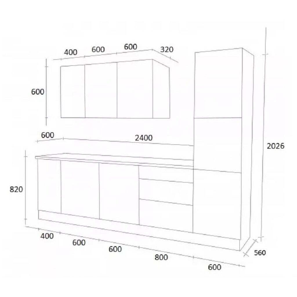 Kuchyňa Emilia mat 300 cm (sivá mat) - II. akosť