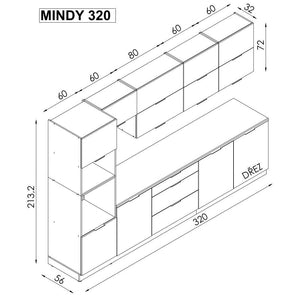 Kuchyňa Mindy 320 cm (sivá mat) - II. akosť