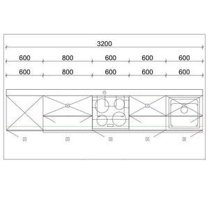 Kuchynská linka Betany 320 cm (magnólia biela)