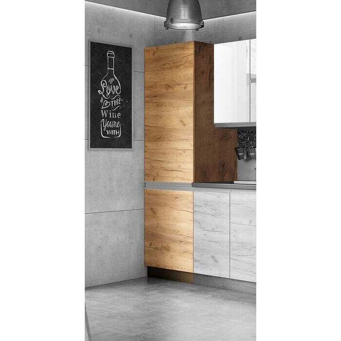 Kuchynská linka Brick light 280 cm (biela lesklá/craft) II. akosť