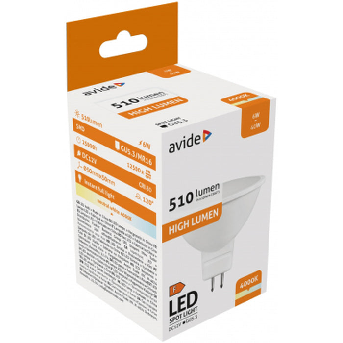 LED žiarovka Avide Spot GU5.3 6W 12V NW 4000K