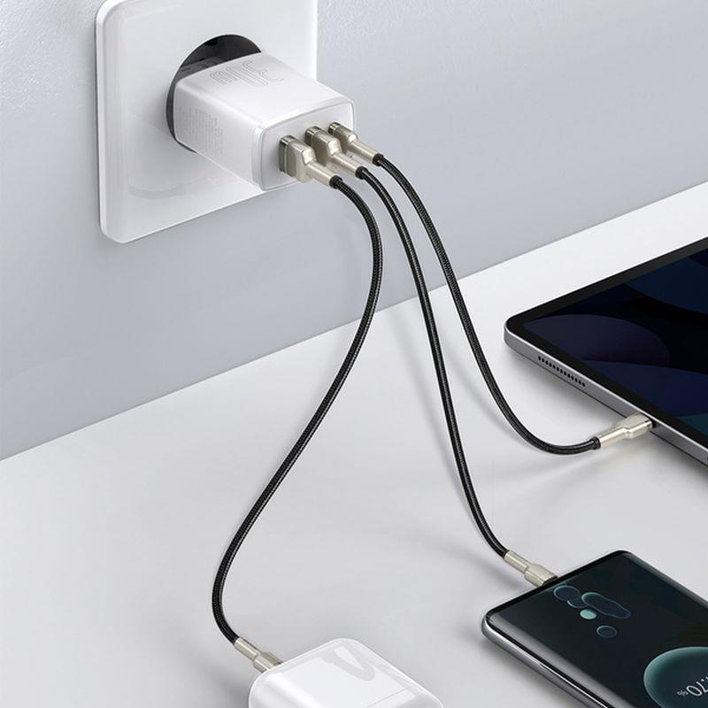 Nabíjačka Baseus 2xUSB/USB-C PD QC, 30W, biela