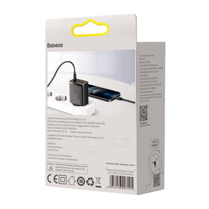 Nabíjačka Baseus 2xUSB/USB-C PD QC, 30W, čierna