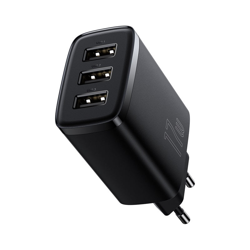 Nabíjačka Baseus Compact 3xUSB, 17W, čierna