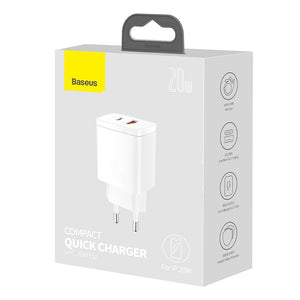 Nabíjačka Baseus Compact USB/USB-C, 20W, biela