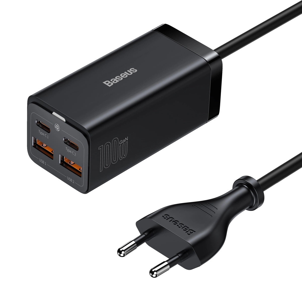 Nabíjačka Baseus GaN3, 2xUSB/2xUSB-C, 100W, čierna