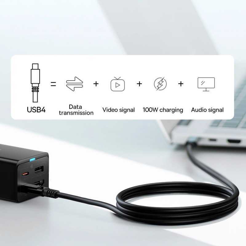 Nabíjačka Baseus GaN5 2xUSB-C/USB/HDMI, 67W+kábel USB-C, 100W,1m