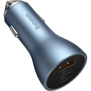 Nabíjačka do auta Baseus Golden USB/2xUSB-C, 65W, modrá