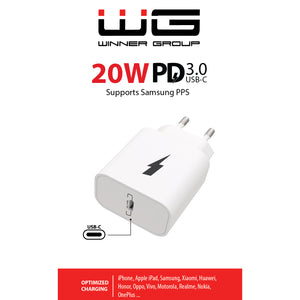 Nabíjačka WG 1x USB-C s Power Delivery 20W, biela POŠKODENÝ OBAL