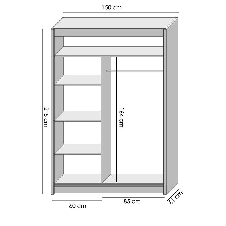 Oslo - Skriňa 150x215x61 (biela) II. akosť