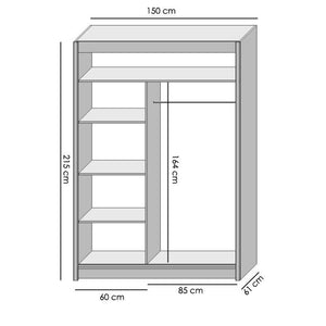 Oslo - Skriňa 150x215x61 (biela) II. akosť