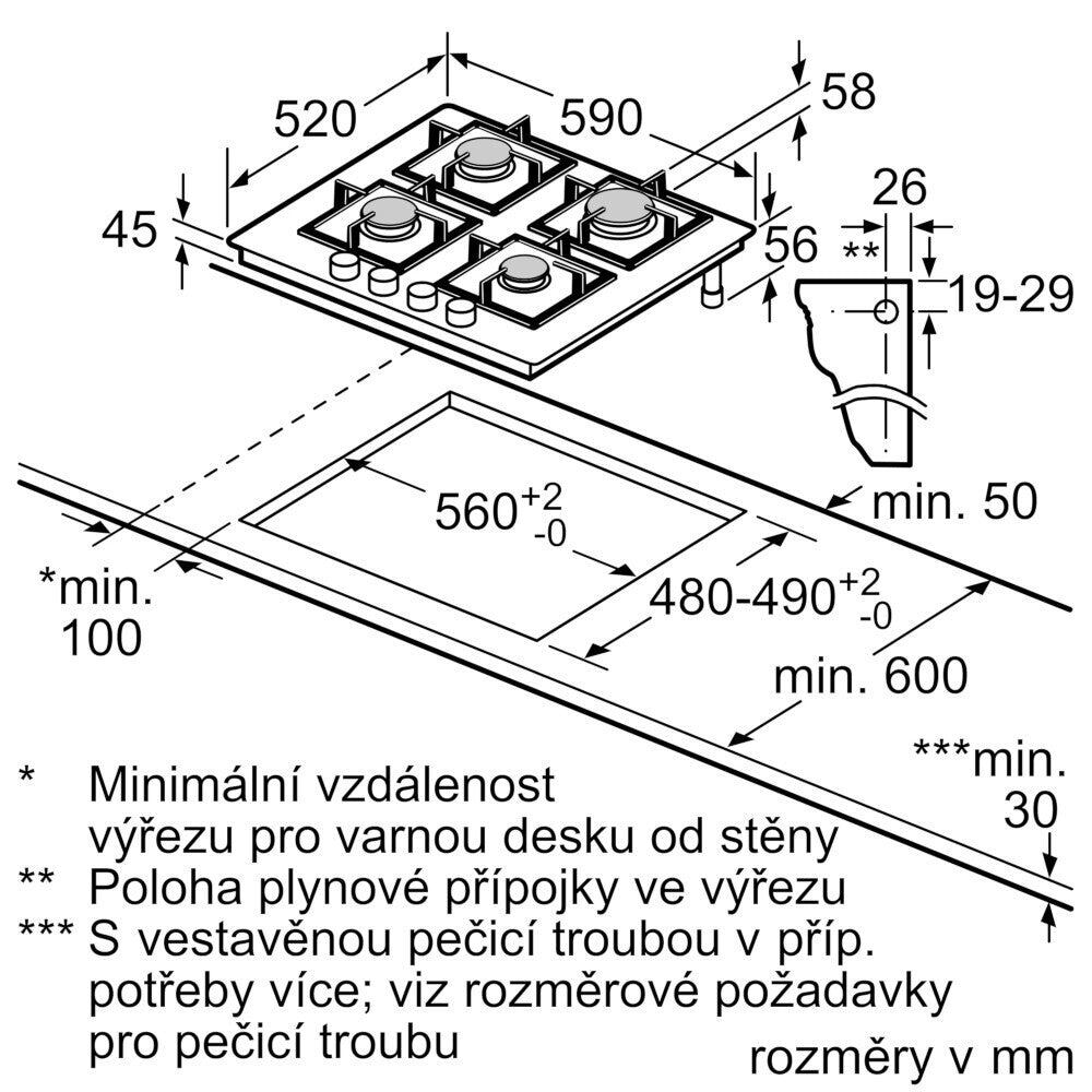 Plynová varná doska Bosch PPP6A6B20 POŠKODENIA