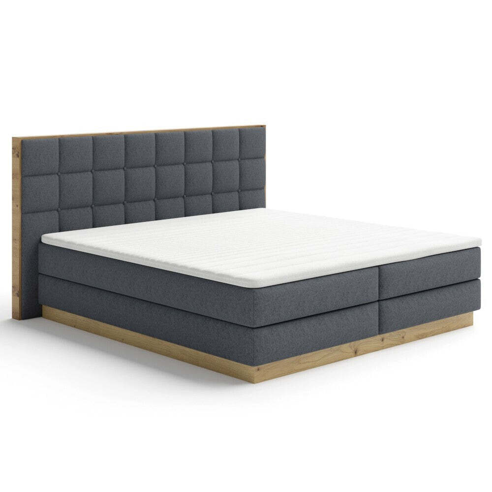 Postel Boxspring Alexander 160x200, šedá, vč. matrace a topperu II. akosť