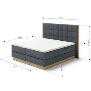 Postel Boxspring Alexander 160x200, šedá, vč. matrace a topperu II. akosť