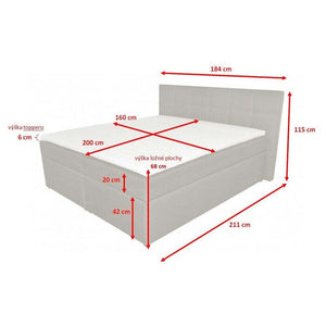 Posteľ Boxspring Bea 160x200, sivá, vrátane matraca a topperu