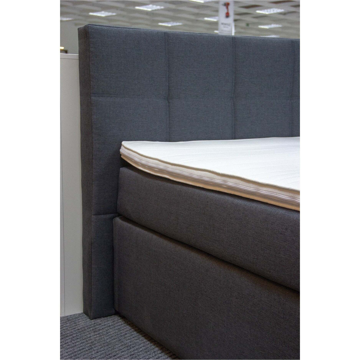 Posteľ Boxspring Bea 180x200, sivá, vrátane matraca a topperu