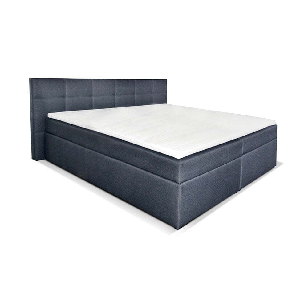 Posteľ Boxspring Bea 200x200, sivá, vrátane matraca a topperu