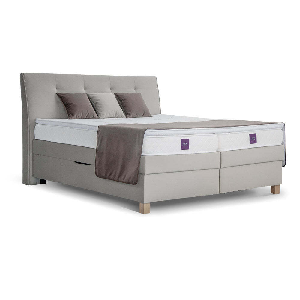 Posteľ Boxspring Charles 180x200, béžová, vr. matraca a topera - II. akosť