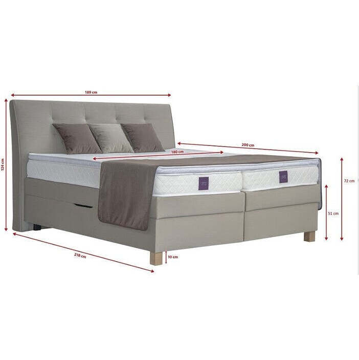 Posteľ Boxspring Charles 180x200, béžová, vr. matraca a topera - II. akosť